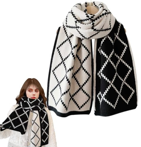 Kendwing Winter Gestrickte Schals Herren Damen Schal Winter Schals & Tücher Für Damen,Zweifarbiger Kariert Weicher Wollschal,Mode Warme Pashmina Damenschal Paar Stil Winterschal Herbstschal