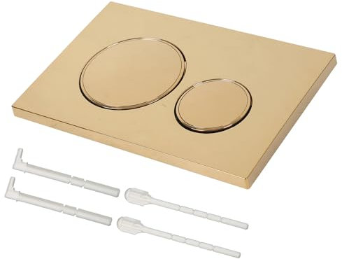 Plaque d'actionnement en plastique chromé pour réservoir de chasse d'eau - Modèle compatible avec Geberit Sigma20 (or brillant avec anneau doré)