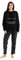 Sorbetto Pigiama da donna in pile con motivo animali, Nero con gatto, XL