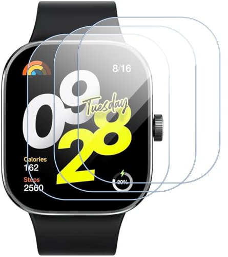 Buoluoioir 3 Pièce Protection Écran pour Xiaomi Redmi Watch 4 Smartwatch Verre Trempé,9H HD Protecteur D'écranSans Bulles Anti-Rayures pour Xiaomi Redmi Watch 4 Montre Screen Protection