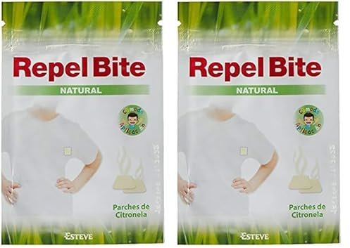 REPEL BITE NATURAL 24 parches repelentes CITRONELA. Protección más natural. Acción hasta 8-12 horas. Para niños y adultos con la piel más sensible. (Paquete de 2)