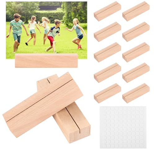 12 Pcs Soportes para Tarjetas de Madera, Porta Fotos Soporte Fotos, Portatarjetas de Madera, Soportes para Números de Mesa, Soportes para Menús, Soporte para Tarjetas de Madera Boda Banquete Fiesta