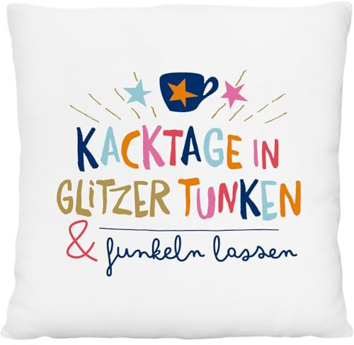 H:PPY Life Plüschkissen mit Motiv Funkeln | Zierkissen, kleines Kissen, 25 cm x 25 cm, 100% Polyester | Geschenk lustig, Dekoartikel | 74443