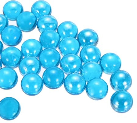 sourcing map Glass Beads,1set Round Glass Gemstone Light Blue 0.60lbs (0.63) Glass Marbles Pebbles for Vase Fillers Aquarium Decor DIY Craft