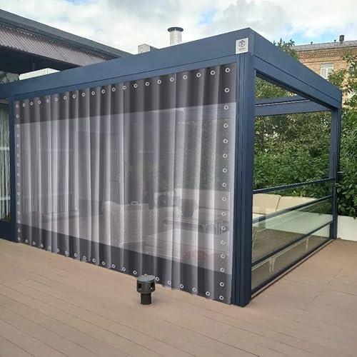 RLINZ Tende Balcone Trasparenti Telo in PVC Perforato Antivento Impermeabile per Vinile Isolante per Cabina Gazebo Veranda Pergola Addossata (5x5m)