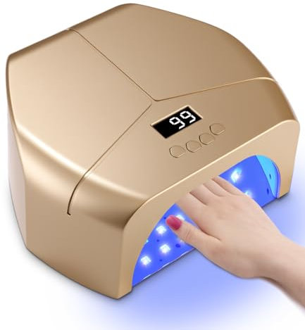 Lampe UV Ongles Gel 298W, Lampe UV Ongles Semi Permanent avec 72 Perles de Lampe, Lampe Led Ongle avec Plaque de Base Magnétique Amovible, Capteur Automatique pour tous les gels