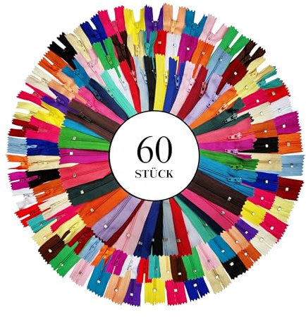 KGS Nylon-Reißverschluss zum Nähen und Basteln | 20 Farben | 60 Stück | 3 Größen: 12,5+23+30,5 CM | Mehrfarbige #3 Reißverschlüsse für Taschen, Beutel, Röcke, Kleider