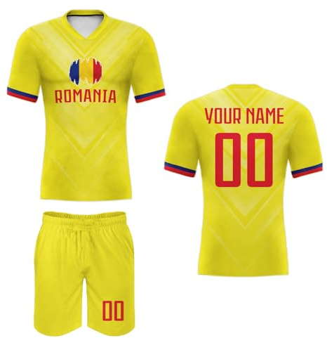 euoeio Personalisiertes Fußball Trikot mit dem Namen des Landes und der Nationalflagge Kinder Erwachsene Fußball Shorts&Trikots mit GRATIS Name Nummer Fußball Training Trikot