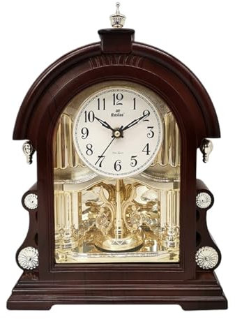 Reloj Mesa Chimenea Decorativa Reloj De Mesa De Madera con Péndulo Giratorio, Reloj De Repisa, Reloj De Escritorio For Sala De Estar, Decoración del Hogar Relojes De Sobremesa Oficina