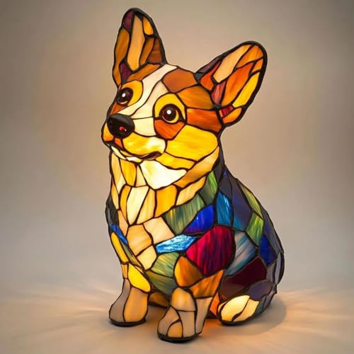 SAROZZTAL Französische Bulldogge LED Ambientelampe/Chihuahua/Dackel Lampe/Corgi Lampe/Mops Lam- Dog Series Art Night LightHaustier-Deko für Wohnzimmer, Handgefertigte Harzfigur mit Retro-Stil (G)