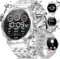 ESFOE Reloj Inteligente Hombre, 1.43 AMOLED Smartwatch Hombre Militar con Llamadas,129 Modos Deportivos 5ATM Impermeable/Pulsómetro/Sueño/Podómetro Pulsera Actividad Android iOS Plata