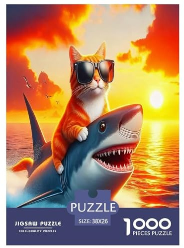 1000 Teile Hai Puzzle Perfekt Für Spieleabende Wunderschönes Dekoration Herausforderndes Der Der Ocean Overlord Puzzle Für Erwachsene Teenager 38x26cm/1000pcs