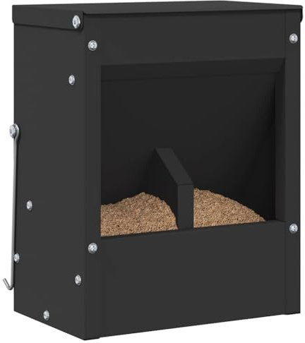 vidaXL Kaninchenfütterer Schwarz 20 x 12,5 x 25 cm Kaltgewalzter Stahl, Kaninchenfütterer, moderner, langlebiger Stahl, praktische Futterlösung für drinnen