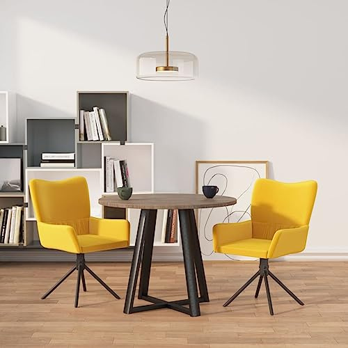 Tonture Esszimmerstühle 2er Set, Drehbar, Gelb Samt, Modernes Design, Robuster Metallrahmen, Komfortable Polsterung, 360° Drehung, für Esszimmer, Wohnzimmer