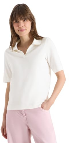 Cecil Kurzarm Poloshirt in Unifarbe Vanilla White XS