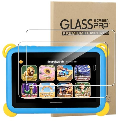 [2 Pack]Screen Protector for Ainmel Kids Tablet 7 inch Android 15 Tablet/Ainmel KB08BU,Ultra Resistant,Anti Fingerprints,HD Clear,No Bubbles,9H Hardness Protector Film Tempered Glass Film,Transparent