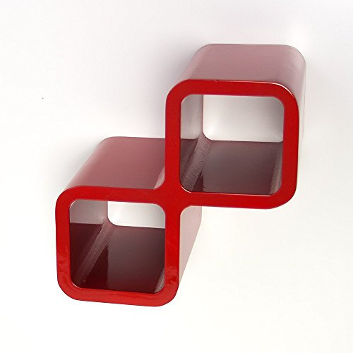 Homestyle4u 587, Wandregal Weinregal Rot Hochglanz Cube Regal mit 2 Fächer