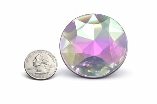 Allstarco 50mm (2) Large Crystal AB Round Flat Back Acrylic Gems, 4 PCS | Flat Back Rhinestones, lightweight design, vivid color and sparkle for costumes, cosplay, displays, cards and DIY crafts