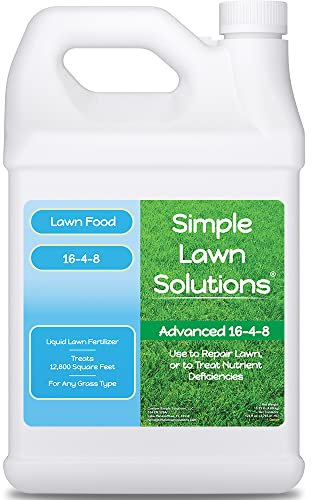 Advanced 16-4-8 - Fertilizante líquido para césped, spray concentrado para primavera y verano, cualquier tipo de hierba, algas marinas y pescado, NPK equilibrado, Simple Lawn Solutions (1 galón)
