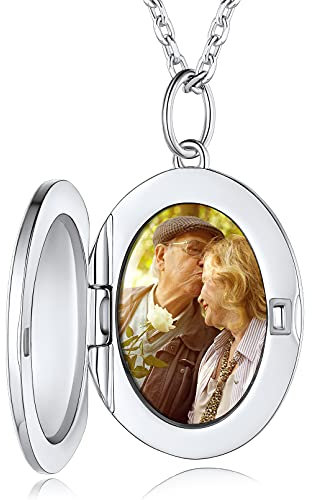 Custom4U Collier Pendentif Argent Sterling 925 Porte Photo Femme Personnalisable Argent 925