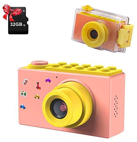 ShinePick Appareil Photo Enfant Etanche, Camera Enfant avec Carte TF/Zoom Numérique 4X / 8MP / Écran LCD de 2 Pouce Appareil Photo Numérique Enfant (Rose)