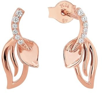 Amor Ohrhänger 925 Sterling Silber Damen Ohrschmuck, mit Zirkonia synth., 1,5 cm, Roséfarben, Blatt, Kommt in Schmuck Geschenk Box, 2022390