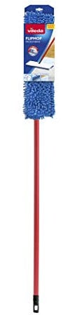 Vileda 161575 Flip Mop-Mopa de microfibras con Forma Trapezoidal compuesta de 2 Caras para una Limpieza más Completa y en Profundidad, Azul, Blanco y Rojo