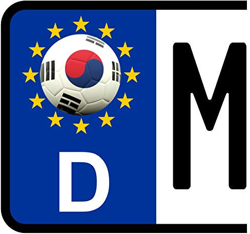FanShirts4u 3 x Kennzeichen-Aufkleber Ball SÜD Korea Flagge KFZ Motorrad South Korea