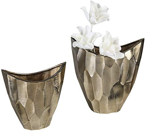Casablanca Vase Lava Alu,antik goldfarben H.33,5cm (BxHxT) 33,5 x 31 x 14 cm