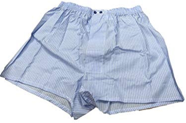 Boxer in Tela Batista di Puro Cotone con Bottone Davanti (Azzurro/Bianco, 5)