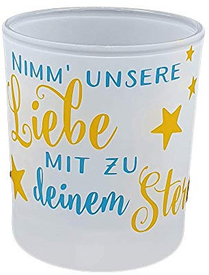 Teelicht für Sternenkinder Trauer Kerze Trost Schutzengel mit Spruch Fehlgeburt Geschenk (Türkis-1)