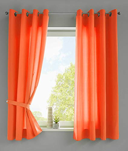 Gardinenbox 2er Set Vorhänge Schal Ösen »Berlin« HxB 175x140 cm Orange Blickdicht Microsatin Lichtdurchlässig Uni Matt, 20405N2