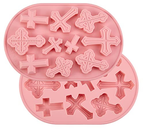 Ur Urlifehall - Lot de 2 moules en silicone de qualité alimentaire en forme de croix pour décoration de gâteaux, chocolats, bonbons, bijoux