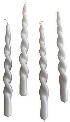 Specktrum - Stabkerze, Kerze - Pearl - Vollständig Gedreht - Paraffin - Grey - 4er Set