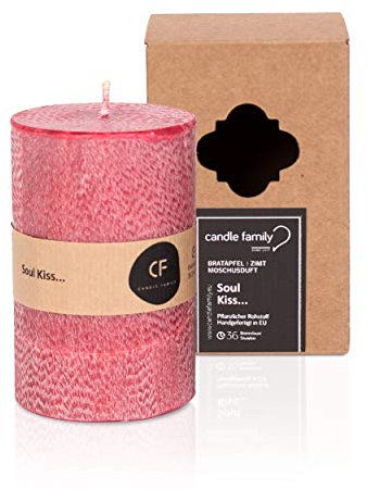 Candle Family Soul Kiss Duftkerze aus Palmwachs | feiner Zimt | 36 Stunden Brenndauer | 6,5 x 6,5 x 10