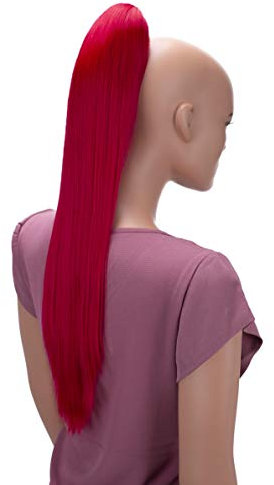 CAISHA 60cm Glatt Pferdeschwanz Mit Butterflyklammer Haarteil Zopf Hitzebeständig Haarverlängerung Rot H636