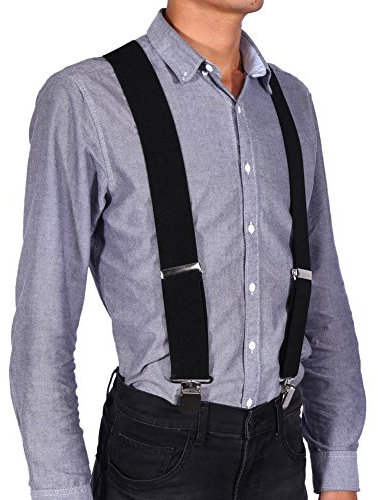 Hosenträger für Herren, X Förmige 5cm Breit mit 4 Sehr Starken Clips, Hosen Hosenträger Einstellbar Gürtel-Bandage Elastisch Hosenträger für Männer und Damen Hose X Form
