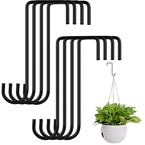 8Pcs Fence Hooks, 6/8 inch Stainless Steel Hanging Basket Bracket Heavy Duty Iron Garden Hanging Brackets Hooks for Bird Feeders, Fences, Indoor & Outdoor