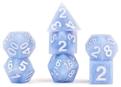 FanRoll by Metallic Dice Games 16 mm scharfe Kanten Silikon Gummi Poly DND Würfel-Set: Gletschermutz, Rollenspiel-Würfel für Dungeons and Dragons