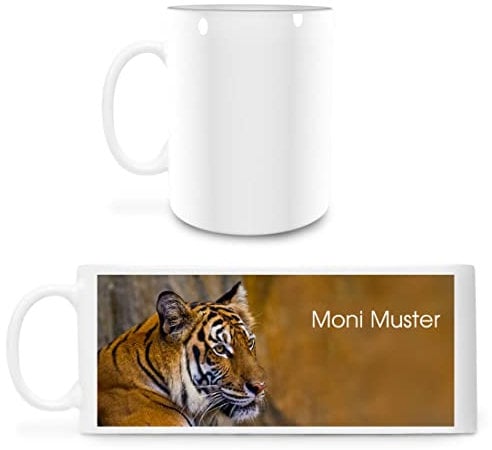 Manutextur Tasse mit Namen - personalisiert - Motiv Tiger - viele Farben & Motive - weiß - persönliches Geschenk mit Wunsch-Motiv und Wunsch-Name