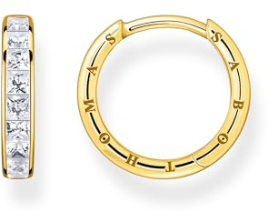 THOMAS SABO Creolen weiße Steine Pavé gold 925 Sterlingsilber, 750 Gelbgold Vergoldung