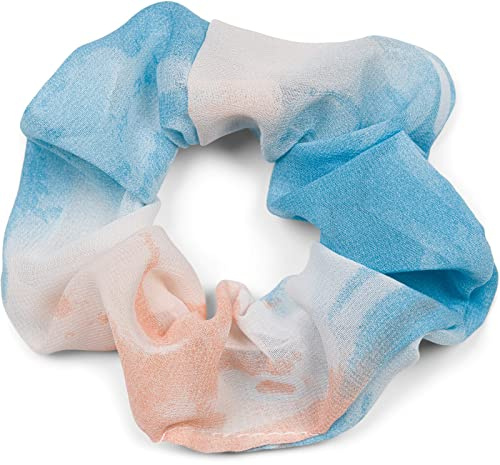 styleBREAKER Damen XXL Haargummi mit buntem Farbverlauf Muster, elastisch, Scrunchie Retro Style, Zopfgummi 04027039, Farbe:Blau-Orange