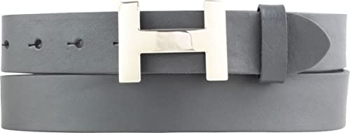 BELTINGER Damen-Gürtel HANNA aus Vollrindleder 3 cm | Schmaler Ledergürtel für Damen 30mm | Silber glänzend | Dunkelgrau 95cm