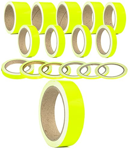 Leuchtfarben Neon auffällige Klebestreifen Zierstreifen Dekor Bänder Autostyling Stripe Decal Pinstriping Markierungsleisten Warnstreifen Begrenzungsbänder (35 mm, Neon Gelb)
