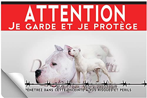 Adesivo plastificato Attenzione al cane dogo argentino