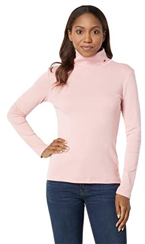 Tommy Hilfiger Pull à Manches Longues et col roulé pour Femme, Rose de mariée., Large