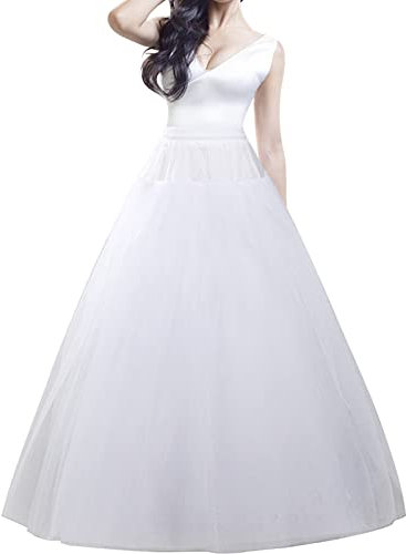 MeiLiMiYu Reifrock Petticoat Reifrock Reifrock 6 Schichten Bodenlang Ballkleid Petticoat Unterrock Slip für Hochzeitskleid, Weiss/opulenter Garten, L