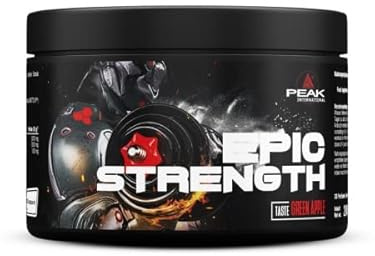 PEAK Epic Strength - 240g Geschmack Green Apple I 30 Portionen I mit hochwertigem Creapure® Creatin + Beta Alanin + WATTS'UP® (Citrus sinensis Extrakt) I vegan