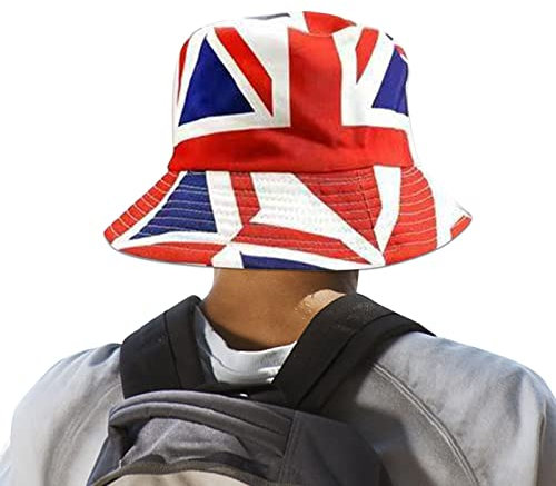 Jomewory England Fußball-Fan-Hut – Reversible Bob Unisex bedruckt Fußball Flagge | Fischerhut Strandhut für Jubil um der Königin