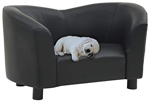 Tidyard Canapé pour Chien Canapé pour Chats ou Petits Animaux sur Pied Noir 67x41x39 cm Similicuir